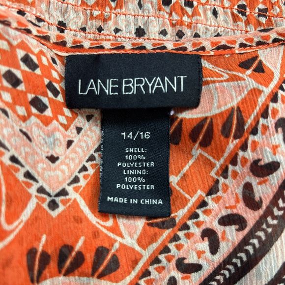 Lane Bryant Orange Sheer Swim Cover Tie Front Kimono Top Size 14/16 - Picture 5 of 11